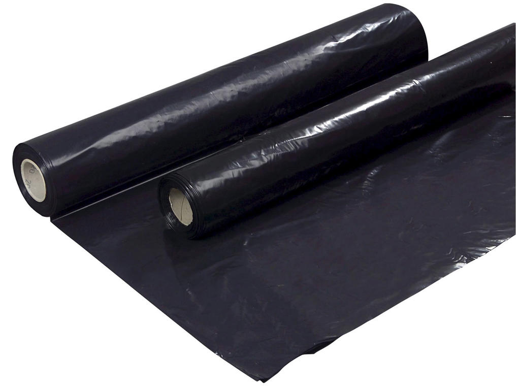 Plastikfolie 2 m x 50 m x 0,07 mm, Sort PE
Foldet en gang