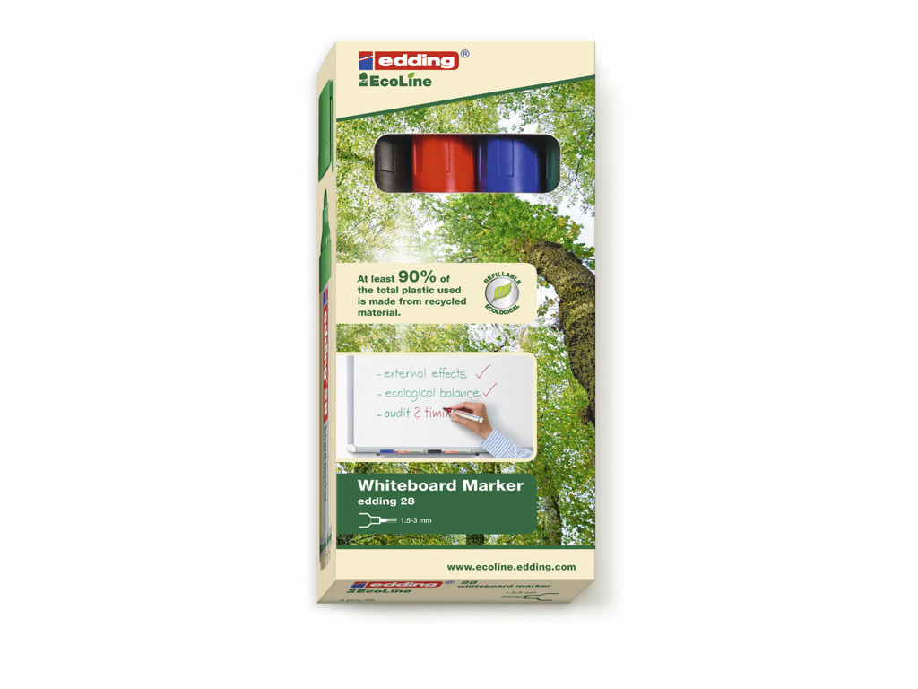 Whiteboardmarker Edding 28 Ecoline rund spids 4 ass