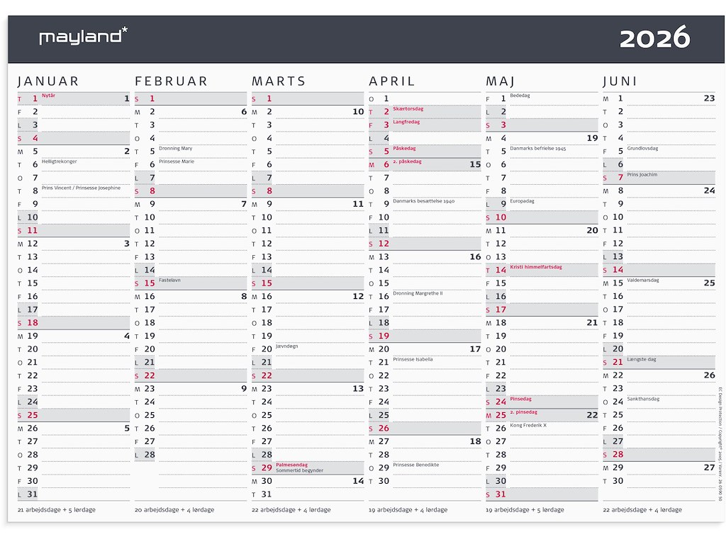 Kontorkalender Moderne A4 2026
