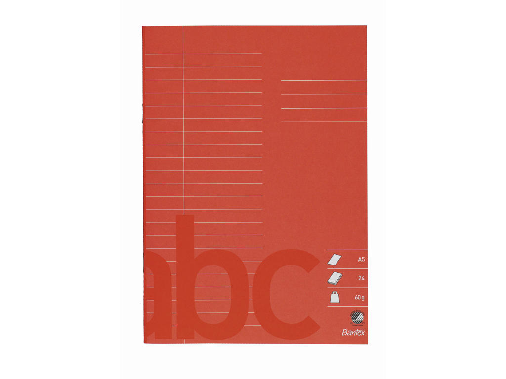 Skolehæfte A5 22 linjer rød
