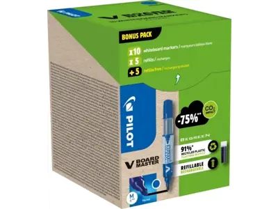 Whiteboardmarker Pilot Begreen rund blå 10 stk+10 refills