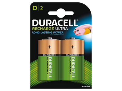 Batteri Duracell genopladelig D 3000 mAh 2 stk