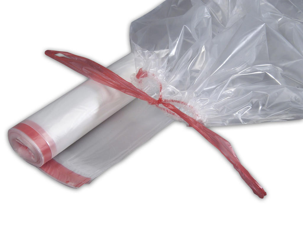 Affaldssæk | 70x110 cm | 100 L | klar | 50 mic | med snoreluk | LDPE | 10 stk