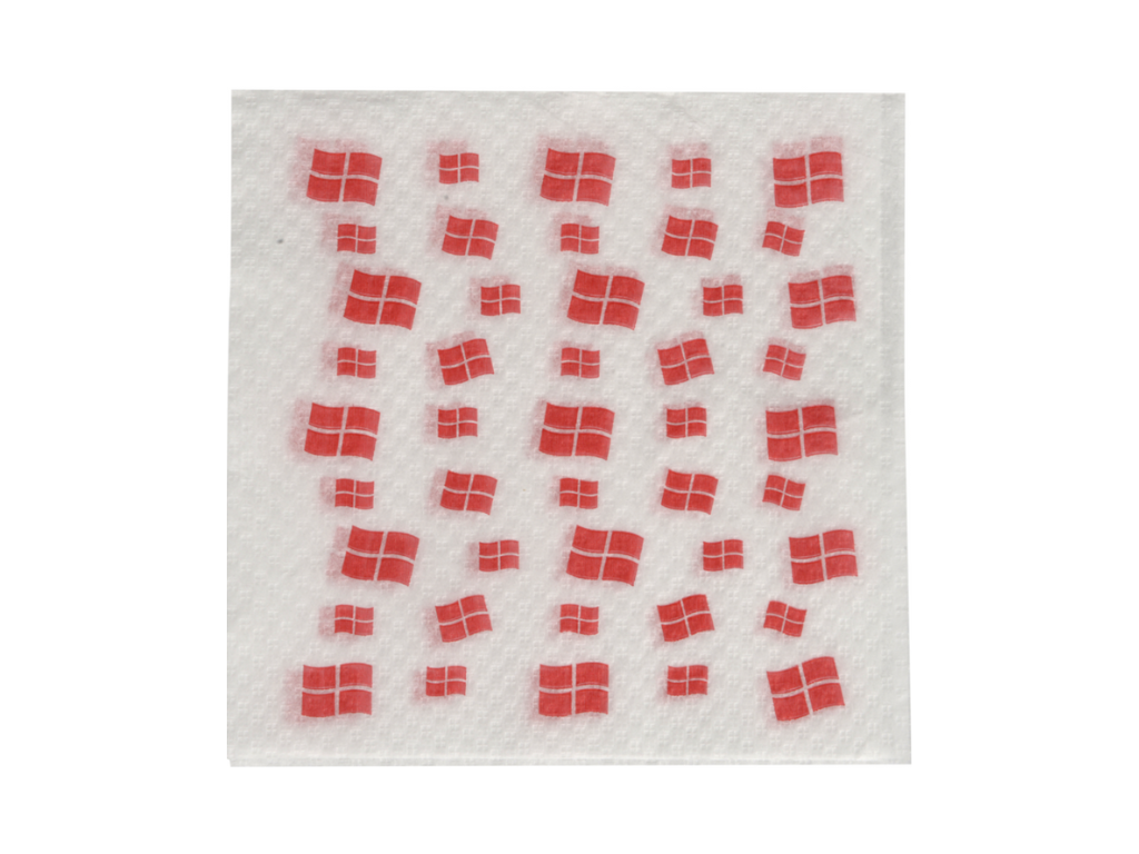 Servietter 33x33 cm 1-lags hvid med flag 16x150 stk