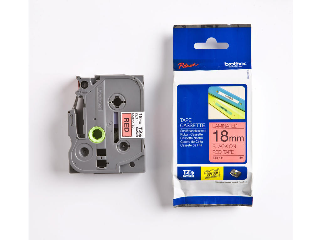 Brother tape TZe441 18mm sort/rød