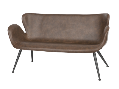 Loungesofa 2 pers. brun PU læder /sort stel