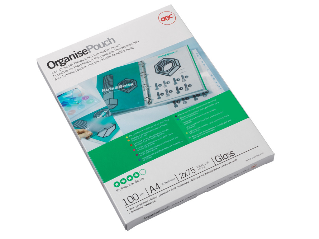 Lamineringslomme GBC 2 x 125 mic, A4, med huller, 100 stk.
