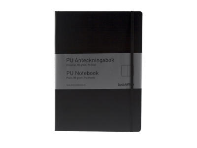 Notesbog A4 PU ulinjeret sort