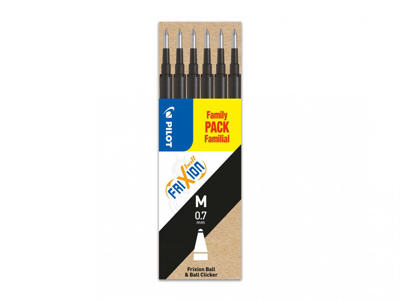 Refill Pilot Frixion sort 0,7 mm 6-stk