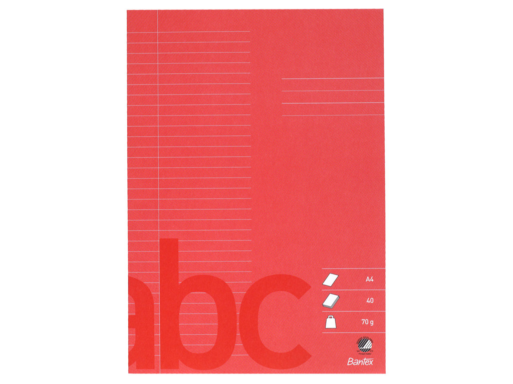 Skolehæfte A4 32 linjer rød