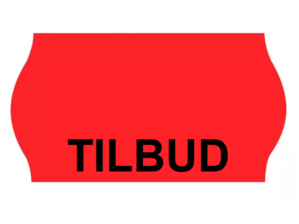 Prisetiket 32x19mm permanent rød TILBUD Meto 1000 stk