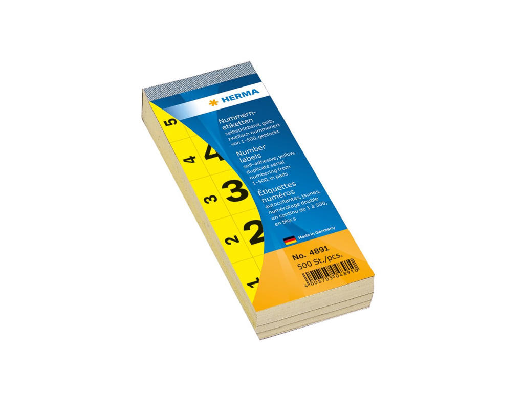 Herma pakkekontrol 28x56mm 2-delt gul 500 stk