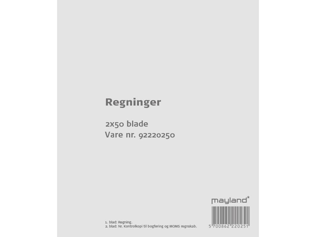 Regningsblok 92 2202 50 126x148mm 2x50 blade