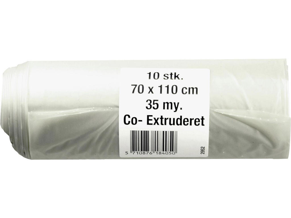 Affaldssæk | 70x110 cm | 100 L | klar | Basic 33 mic | LDPE | 10 stk