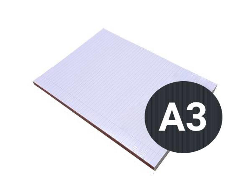 Blok A3 linjeret hvid uden huller