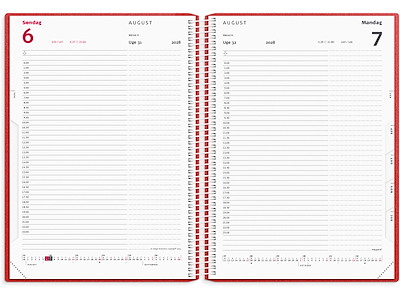 Timekalender rød PP-plast 2028