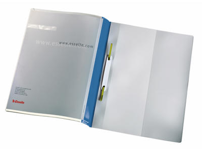 Tilbudsmappe A4 blå dobbelt forside, med lomme 