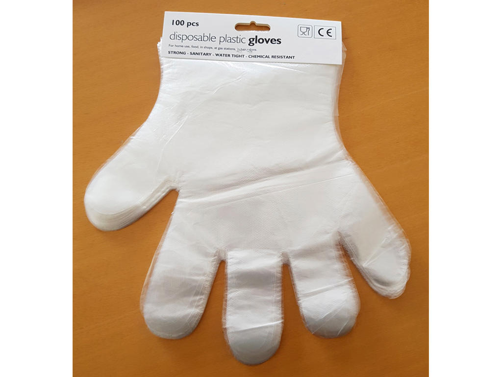 Engangshandsker på ophæng PE klar 100 stk