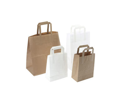 Bærepose papir brun 320/160x350mm 20,3 liter med flad hank