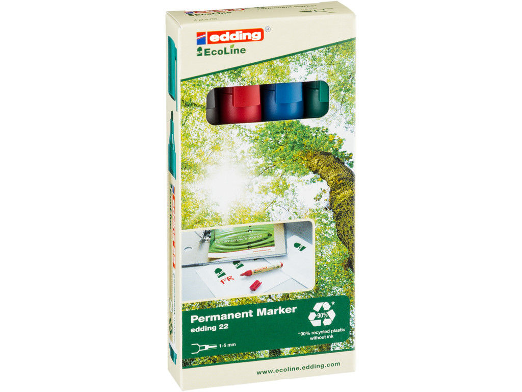 Marker Edding 22 Ecoline skrå spids 4 ass