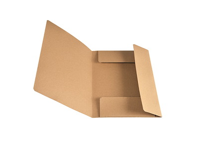 Elastikmappe A4 karton natur m/3 klapper og blå elastik