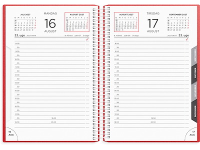 Dagkalender rød PP-plast 2027