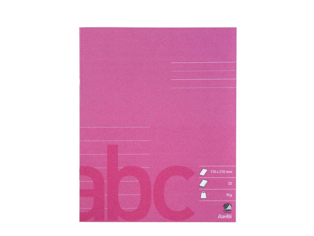 Skolehæfte 17x21 cm 7 linjer pink
