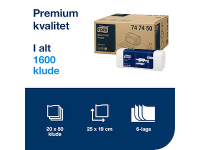 Vaskeklud Tork Advanced 747450 hvid