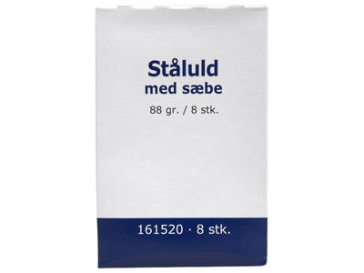 Ståluld med sæbe 6x6 cm 8 stk
