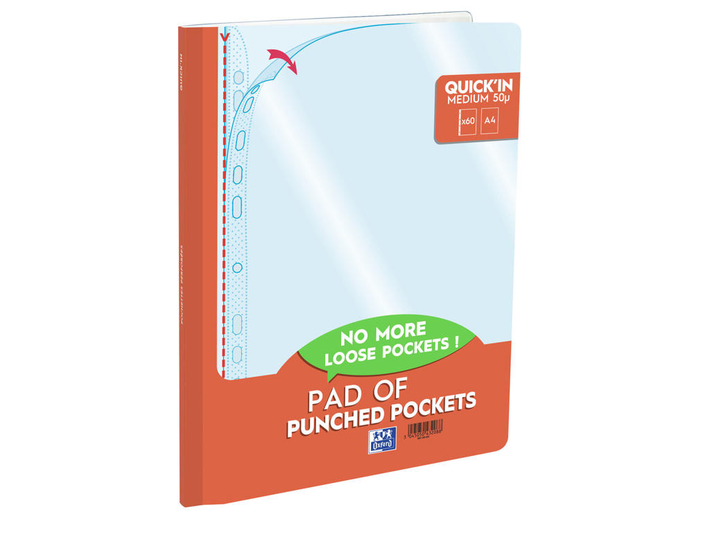 Plastlomme A4 0,05 præg å/top på blok 60 stk