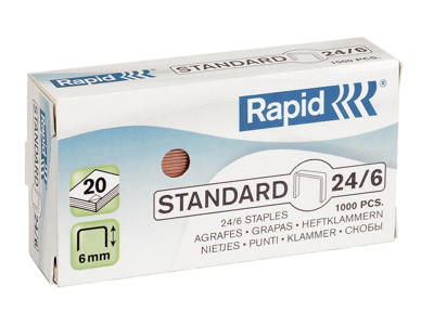 Hæfteklamme 24/6 Rapid kobber 1000 stk.