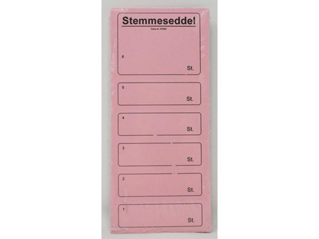 Stemmesedler 100 stk. rosa