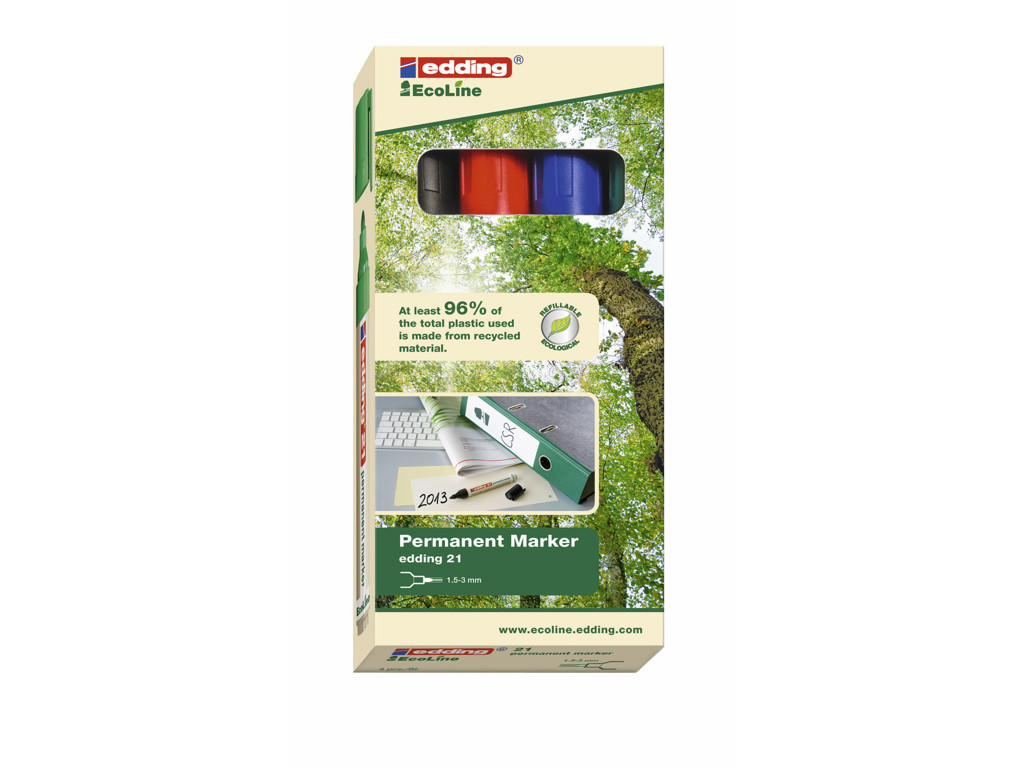 Marker Edding 21 Ecoline rund spids 4 ass