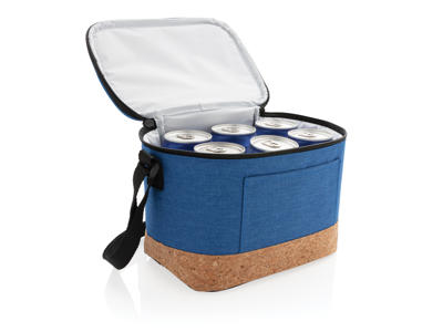 To tonet køletaske med kork detalje, blå