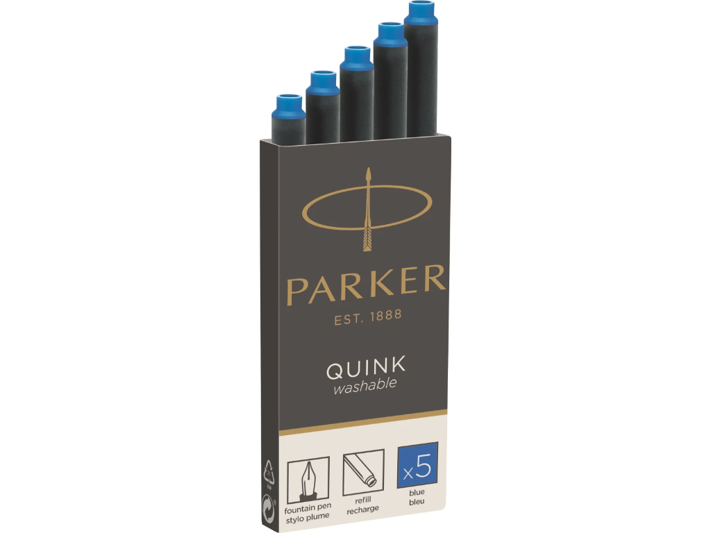 Refill Parker fyldepen Quink blå 5 stk