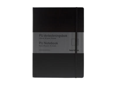 Notesbog A5 PU linjeret sort
