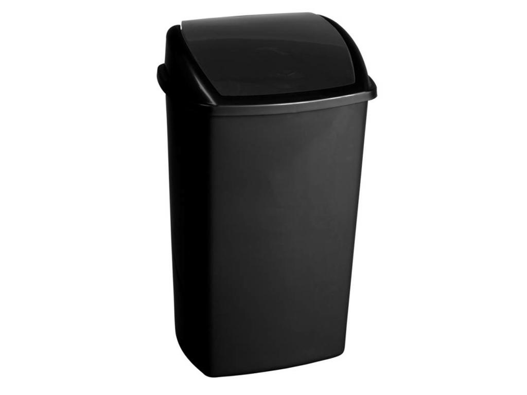 Affaldsspand 50 liter sort plast m/svinglåg