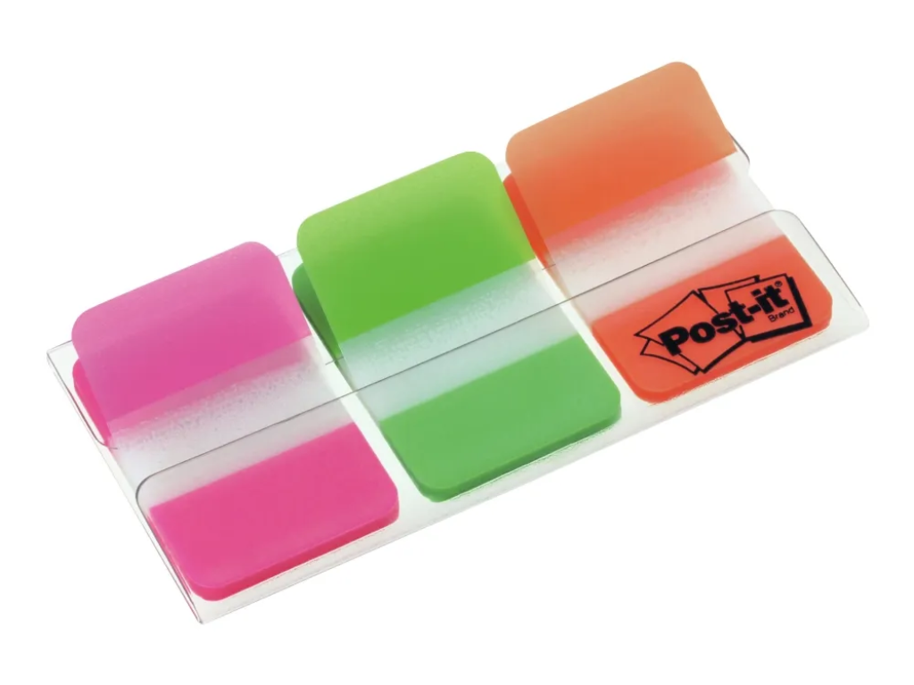 Indexfaner Post-it 686 25x38 mm strong 3 i neon