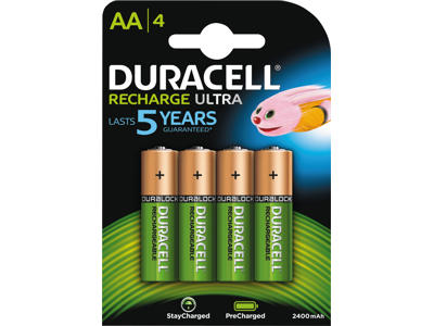 Batteri Duracell genopladelig AA 2400 mAh 4 stk