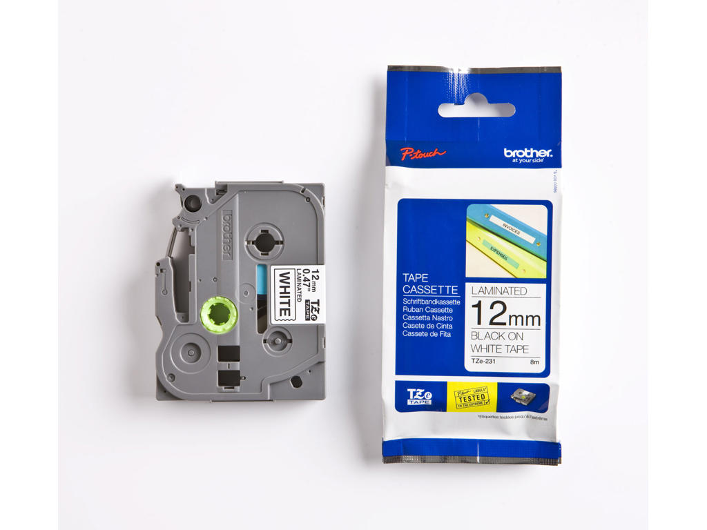 Brother tape TZe231 12mm sort/hvid