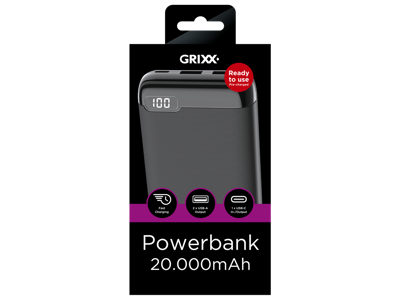 Powerbank Grixx 20.000 mAh