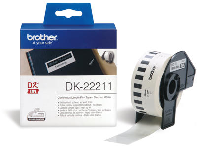 Label Brother DK22211 29mm x 15,24 meter hvid film
