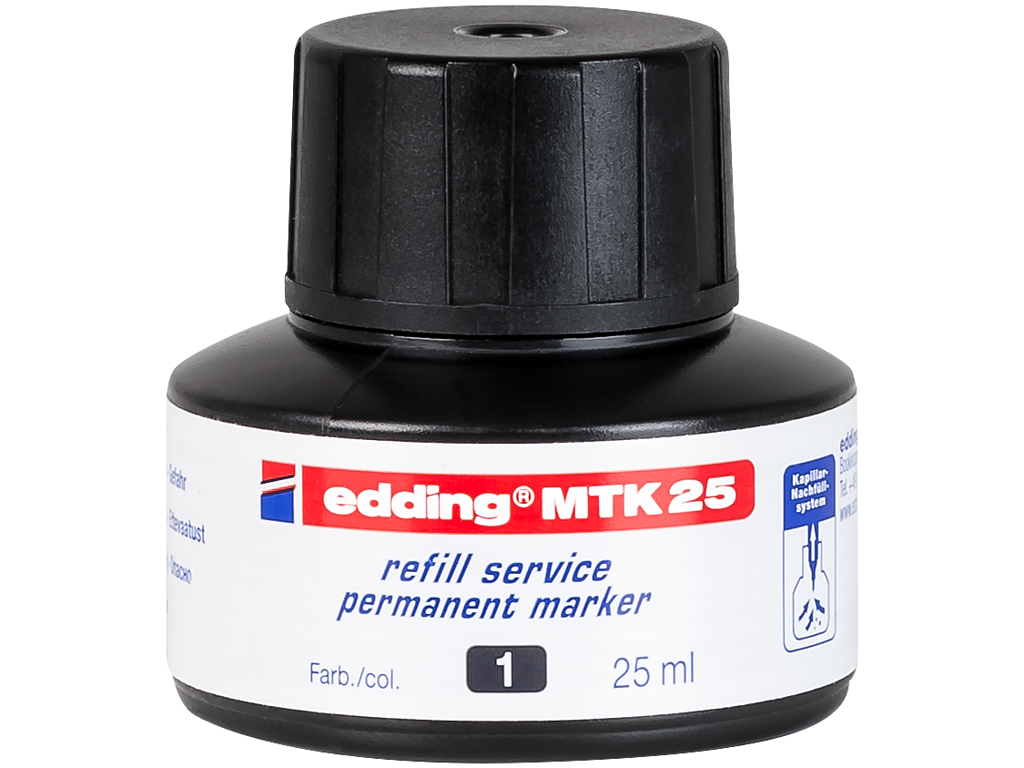 Refill Edding ink permanent 25 ml sort
