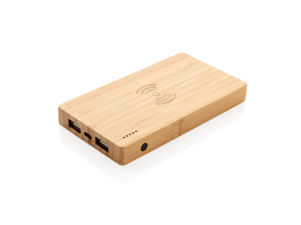 Bamboo 4.000 mAh trådløs 5W powerbank, brun