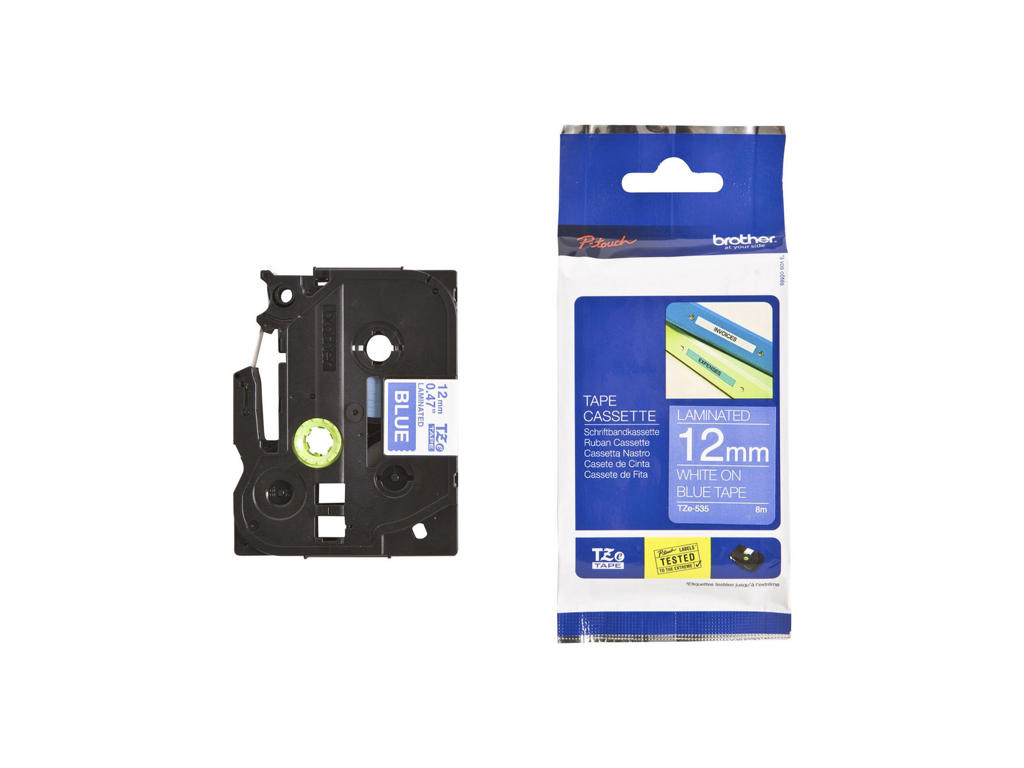 Brother tape TZe535 12mm hvid/blå