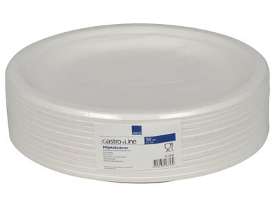 Tallerken Bionedbrydelig Ø23 cm hvid  sukkerrør 50 stk.