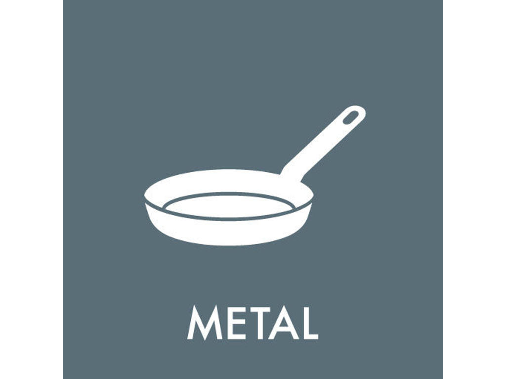 Affaldspiktogram METAL | 12x12cm | Selvklæbende Folie | Grå