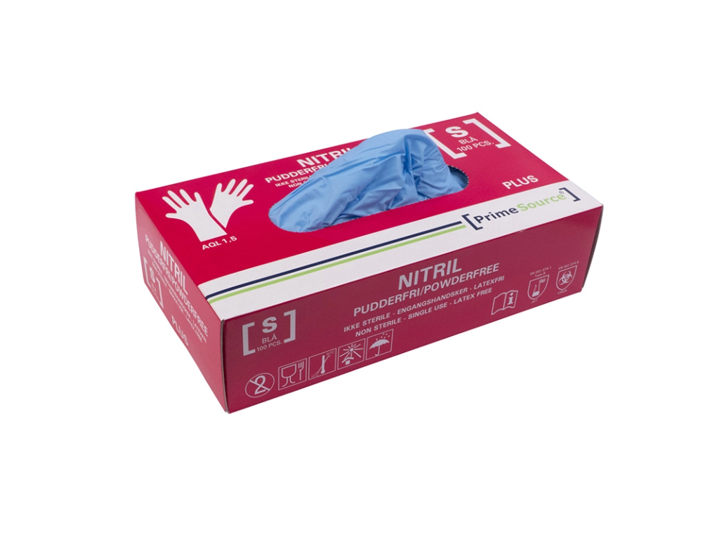 Nitrilhandske pudderfri Plus S blå 100 stk