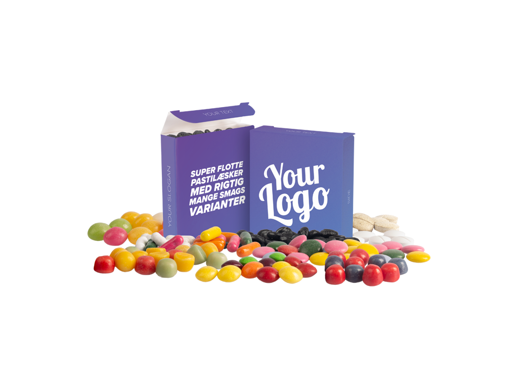Pastilæske med logo ca. 20 gram