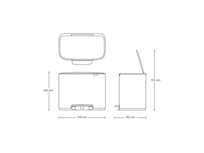 Brabantia Pedalspand Bo | 3 x 11 liter | Platinum